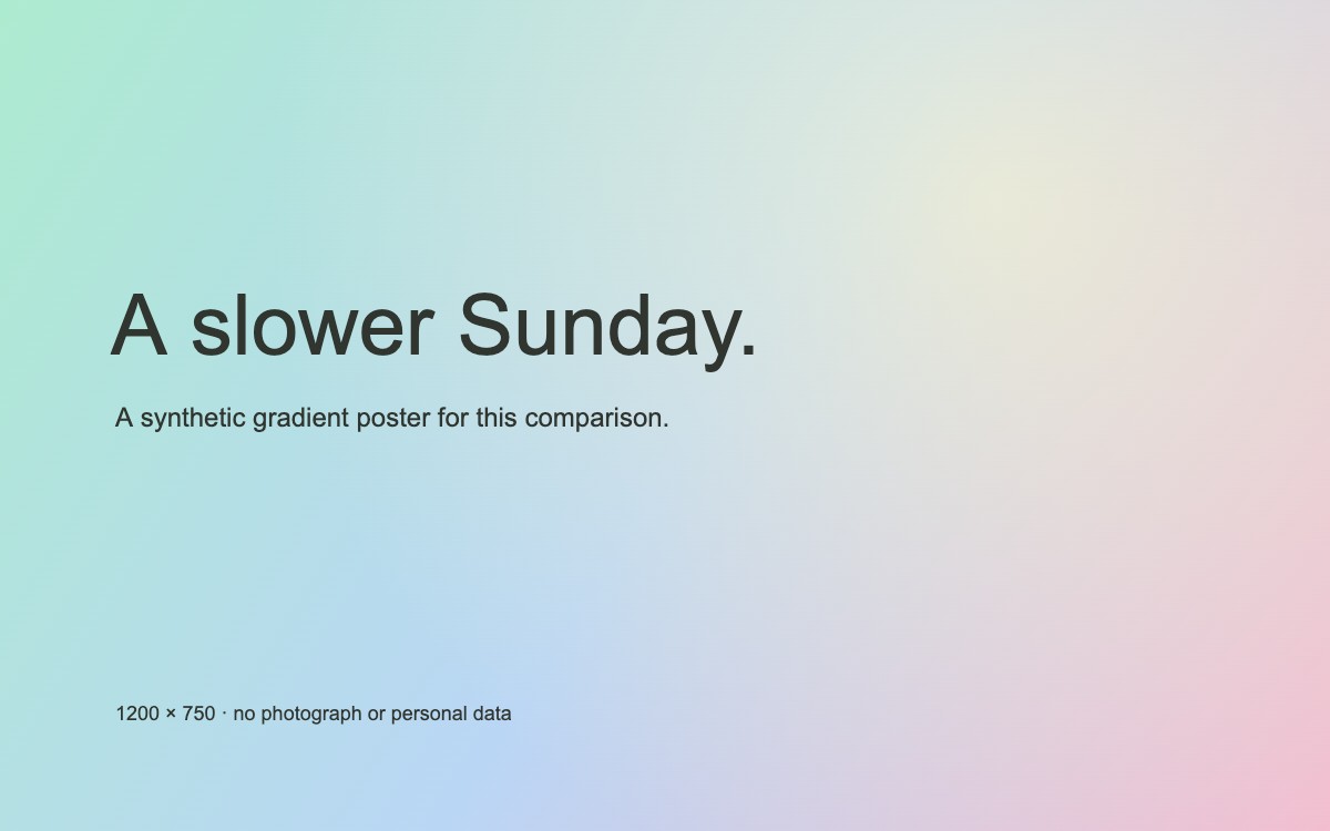 Synthetic gradient poster used for the metadata test. The image looks the same after removal.